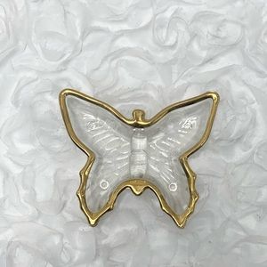 🦋Jeannette Glass - Butterfly Shaped Clear Gold Rim Tray